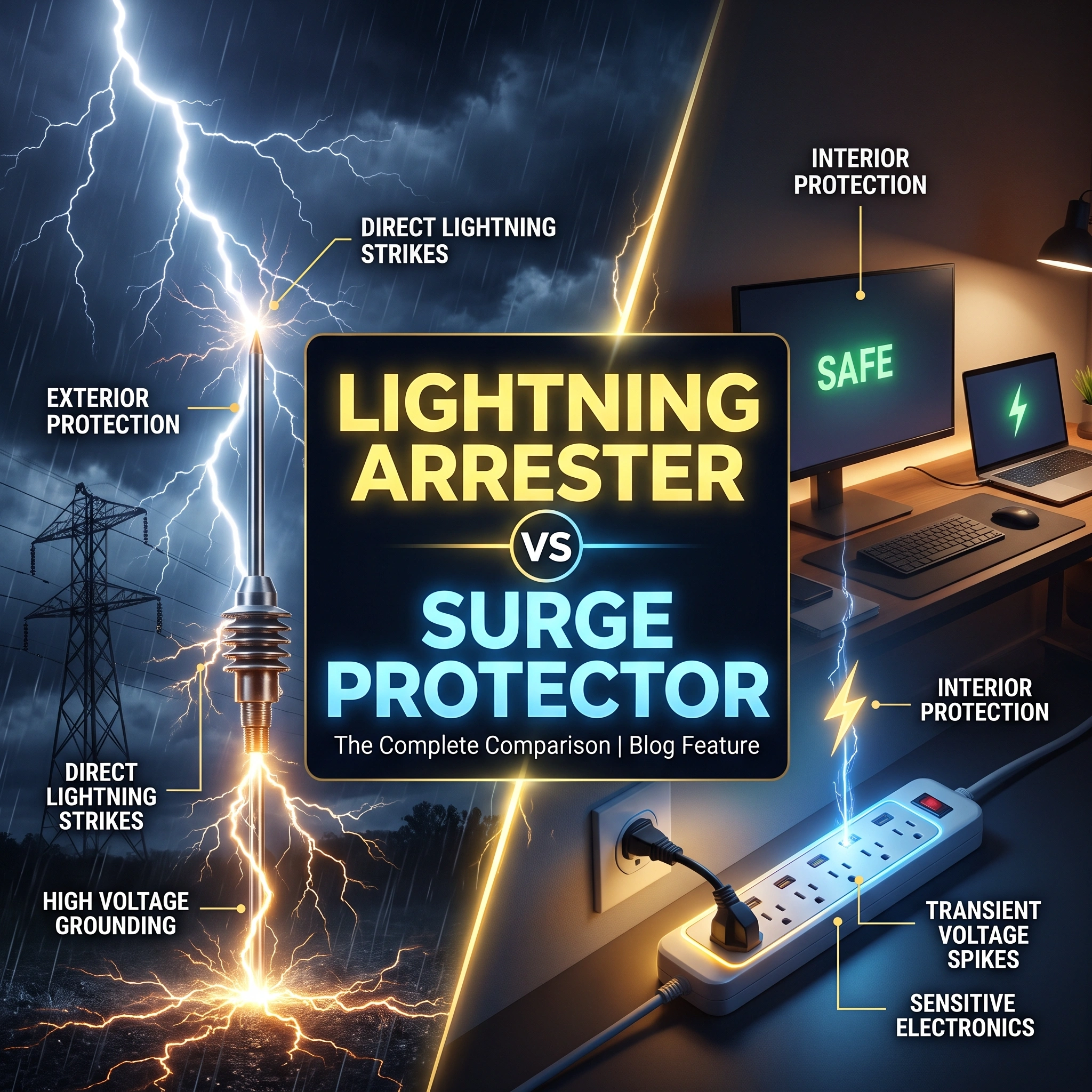 Lightning arrester vs surge protector