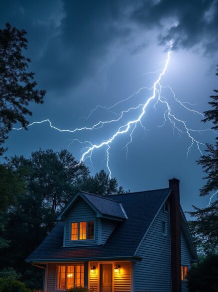 Raging storm outside the house